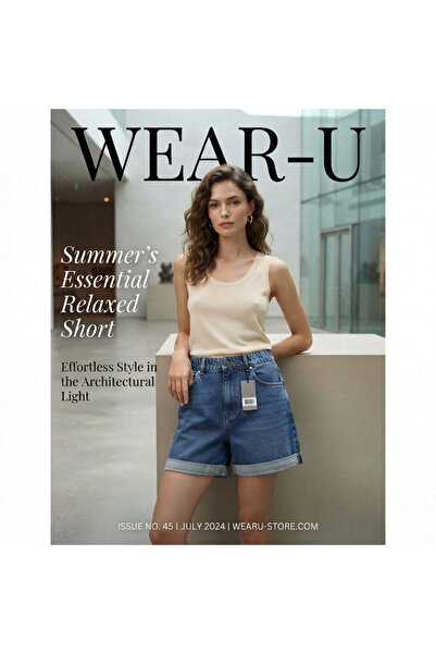 esmara Mid-Wash Blue Denim High-Rise Shorts with Cuffed Hem