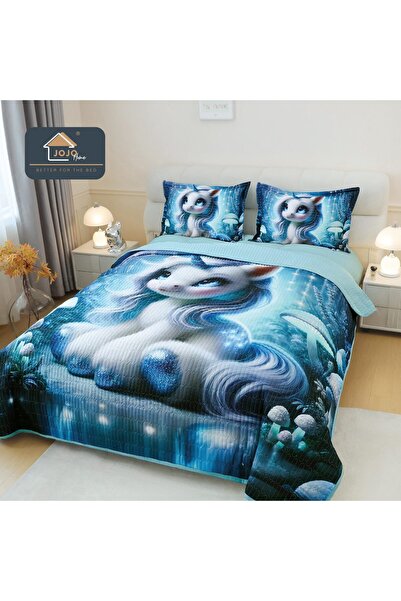 OEM 3D quilted Bedspread with Pillowcase, realistic digital print