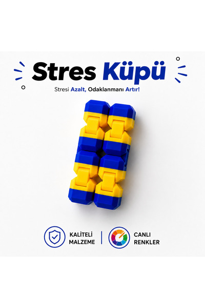 3D Sonsuz Stres Küpü Sarı Lacivert