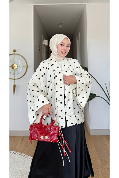 NİLNUR MODA سترة كيمونو نسائية منقطة للموسم الجديد