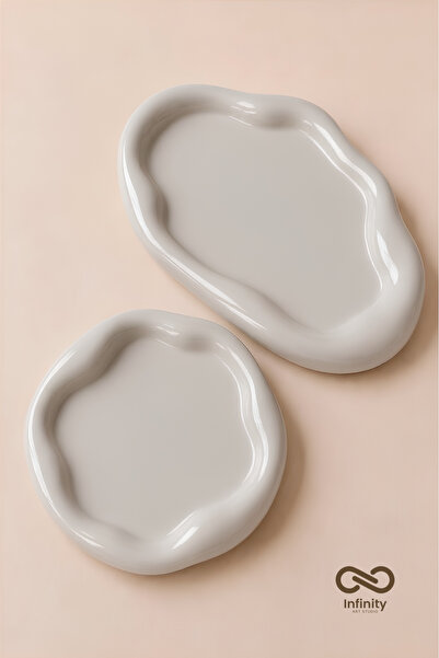 Infinity Art Studio Mineral Concrete Large Size Wavy Cloud Presentation Tray ...