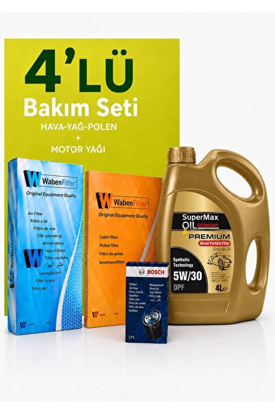 Bosch -Waben Ford Focus 1.6 Dizel Filtre Bakım Seti-SuperMax Oil 5w30 4 LT (2...
