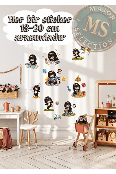 Major Selection Gugu Gaga Penguen Gugugaga Çocuk Odası Duvar Sticker Seti 8 Adet