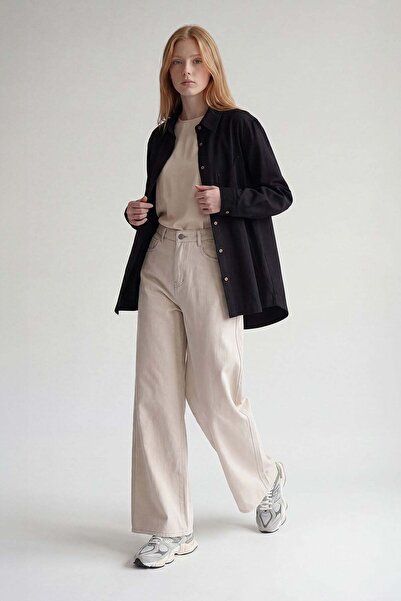 Levidor Gray wide leg jeans with stitch detail
