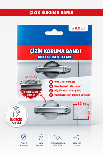 Arkhelais Kapı Kolu Koruma Bandı - Araç Kapı Kolu Çizik Önleyici Şeffaf Yapış...