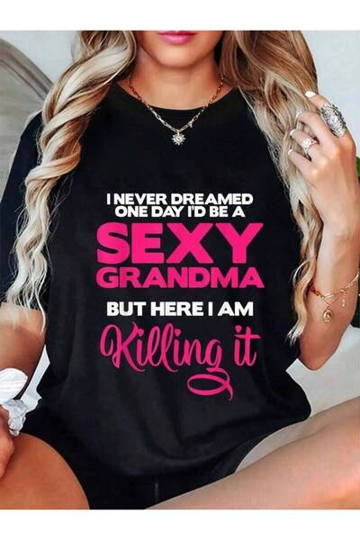 9TAY تي شيرت نسائي صيفي مسامي بطبعة "I Am Sexy Grandma Killing It Funny" مناس...