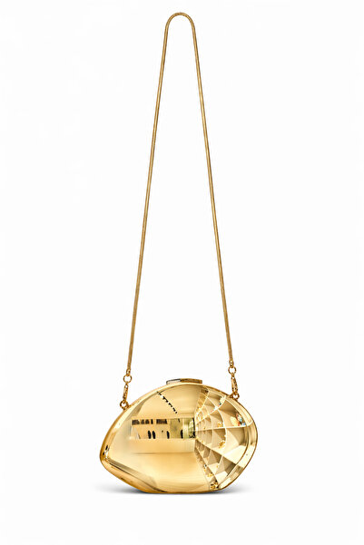 GZ GAIBAG Luna Gold Asimetrik Formlu İnce Zincirli Mini Çanta