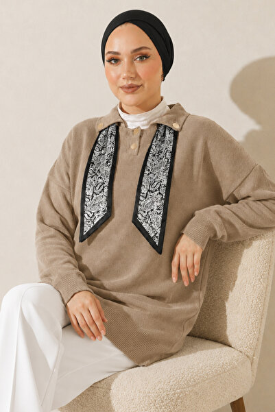 benguen Scarf Knitwear Tunic R7178 Beige
