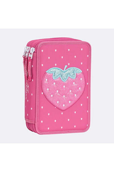 BECKMANN Pencil case with three fully equipped sections - STRAWBERRY