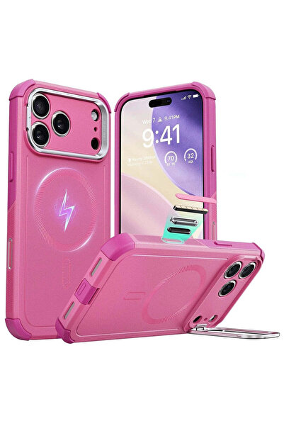 ESR Case for iPhone 17 Pro, Cyber Armor Kickstand, dark pink - dark pink