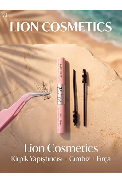 lion cosmetics Kirpik Yapıştırıcısı Temu Cımbız ve 2 Adet Fırça