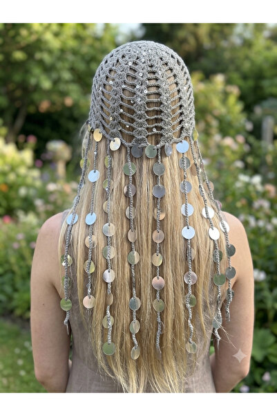 Barzey crafts Hand Knitted Sequin Hair Net Bandana - Bohemian Stylish Ei Made...