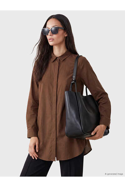 LC Waikiki Brown Cotton Women's Shirt Tunic
