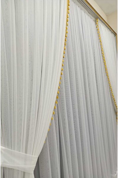 PERDENEVA GOLD PÜSKÜLLÜ GREK TÜL VE FON SET