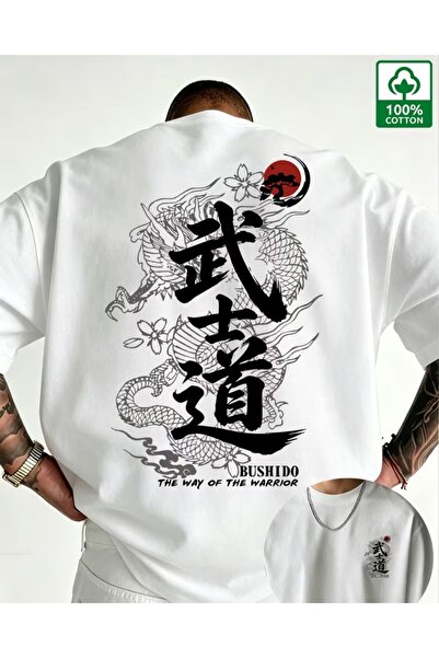 EURO CODE Μπλουζάκι Bushido Samurai Dragon με στάμπα από 100% βαμβάκι για άνδρες