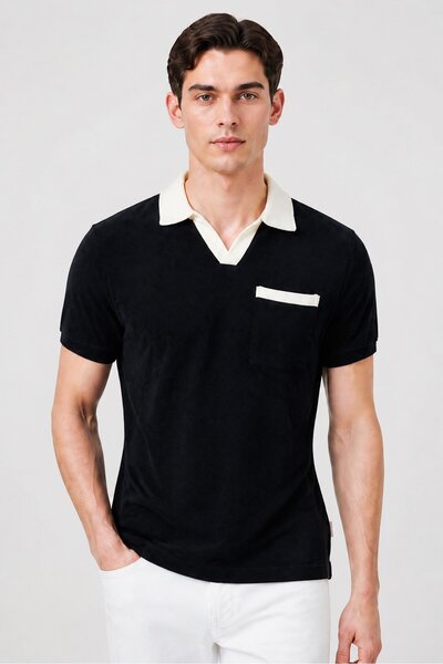 Larsson & Co Men Regular Fit Plain Short Sleeve Polo Shirt, Navy