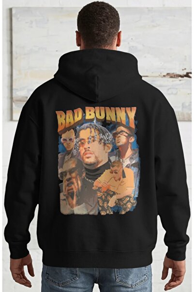 SEVBANO Bad Bunny Rapper Singer Back Printed Unisex Oversize Combed Cotton Ho...