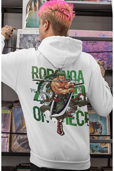 SEVBANO هودي قطني ممشط كبير الحجم للجنسين مطبوع عليه One Piece Roronoa Zoro A...