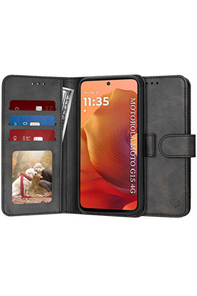 Techsuit Husă pentru Motorola Moto G15, tip agendă, negru - negru
