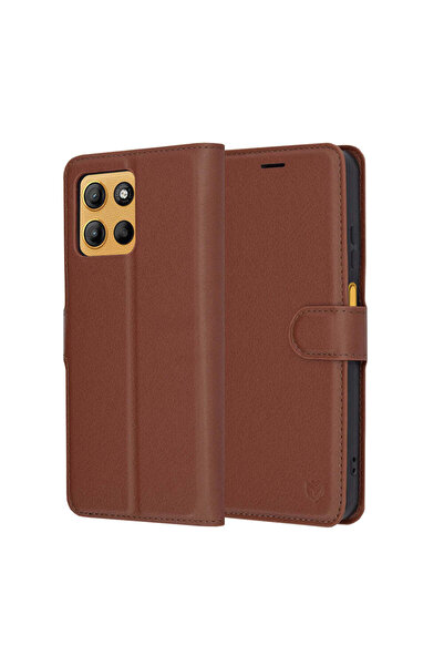Techsuit Husă pentru Motorola Moto G15, tip portofel din piele, maro - maro
