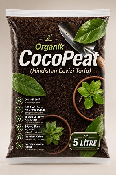 NZB 5 LİTRE (Hindistan Cevizi Kabuğu Torfu) CocoPeat Sülük Salyangoz Sürüngen...