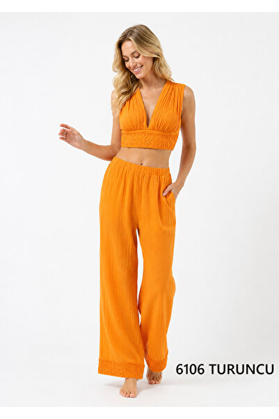 Duss 6106 Breathable Authentic Pants and Blouse Set Made from Viscose Natural...