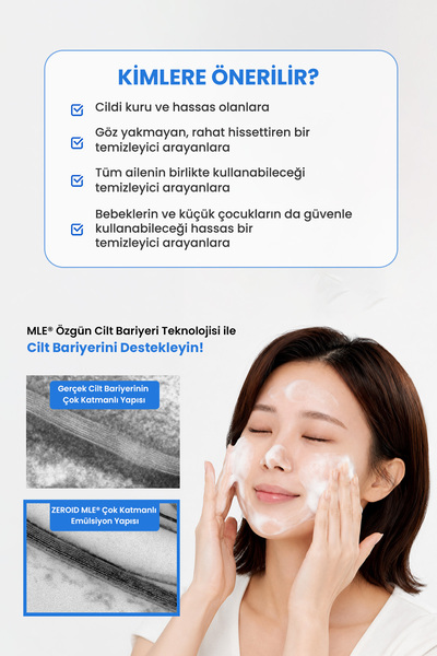 zeroid Kuru&Hassas Ciltlere Hyalüronik Asit İçerikli Nemlendirici Temizleme Köpüğü Foaming Cleanser