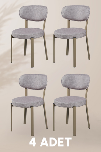 MYMASSA Sakura Sandalye - Kapuçino - Metal Kapuçino Ayak ( 4 Adet ) - Salon S...
