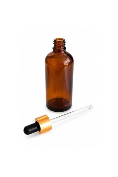 HORECA MARKET 160Pcs 100ml Amber Glass Dropper Bottle – Empty Cosmetic Oil and Serum Bottle with Gold Cap
