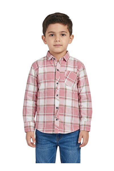 Babyqlo Boys Pink Checkered Long Sleeve Shirt
