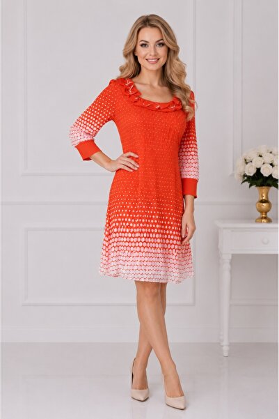 OEM Rochie eleganta cu design de buline pe fond rosu, masuri mici