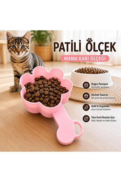 Basart Patili Mama Ölçeği Kedi Köpek Mama Küreği Mama Ölçü Kabı Pati Şekilli ...