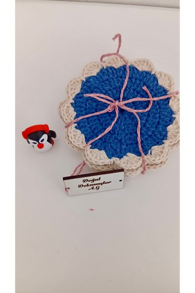 HIZARCI Hand Knitted Cotton Coasters Set of 4