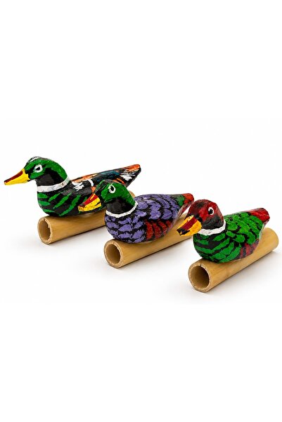 Store Bambu Ördek Sesi 13 Cm Doğal Hayvan Sesli Dekoratif Ritim Aleti Çocuk E...