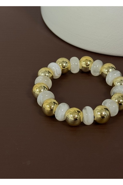 KİLİGİSTANBUL Gold&White Rubber Bracelet