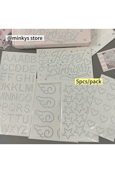 Choice 5PCS B Kpop Photocard Deco Stickers, Silver Rhinestone Star & Heart 3D...