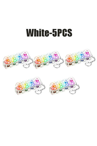 Choice3 White-5PCS multiple items LED Keyboard Keychain Fidget Toys 4 Keys Ke...