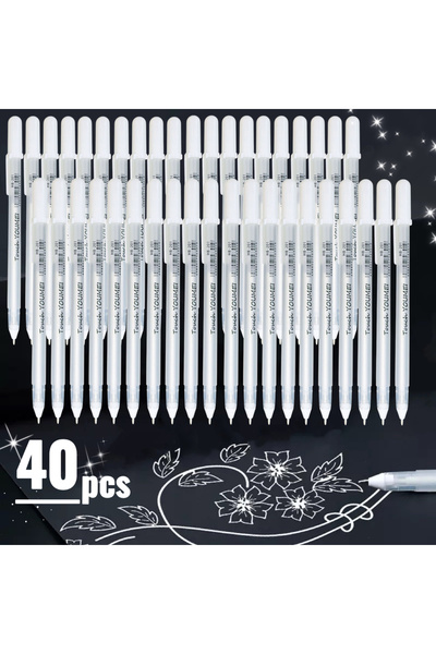 Choice 40pcs White Gel Highlight Pen, Ideal for Artists & Comic Drawing, Perf...