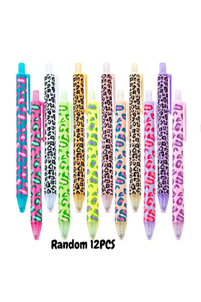 Choice1 Random 12PCS 6-26pcs Plastic Leopard Print Retractable Ballpoint Pen,...