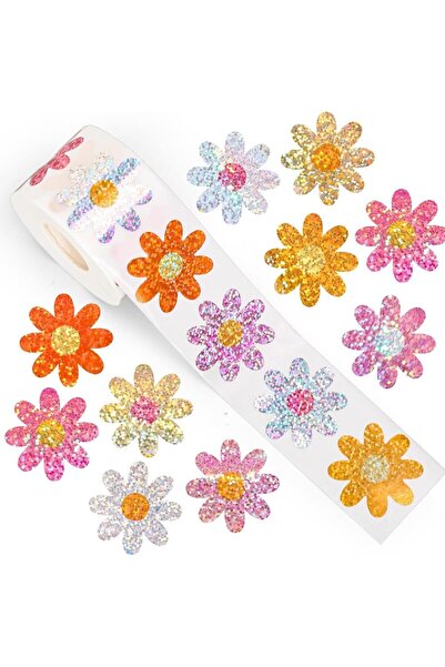 Choice H1059-3cm 500 Pcs Spring Flower Stickers Roll Holographic Seal Sticker...