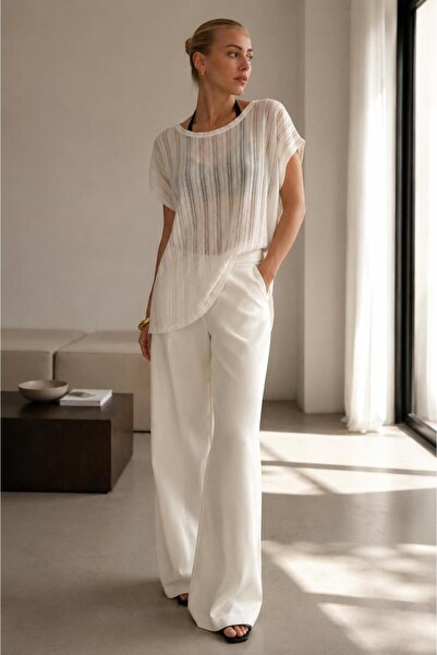 ALEXANDERGARDI Open Knit Asymmetrical Flowy Blouse