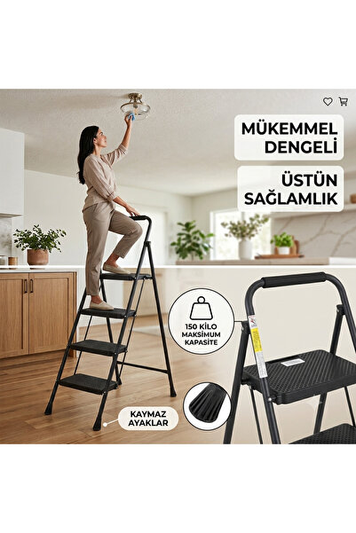 lavella Katlanabilir Ev Tipi Merdiven. Çelik Gövde, Kaymaz Basamaklı | 3/4/5 ...