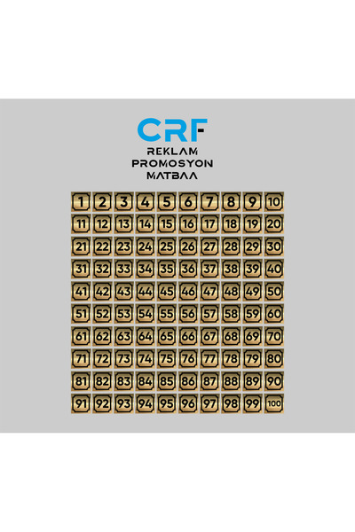 CRF Reklam Gold Alüminyum Kapı, Daire, Masa, Dolap Numaraları 1-100 Arası Ark...