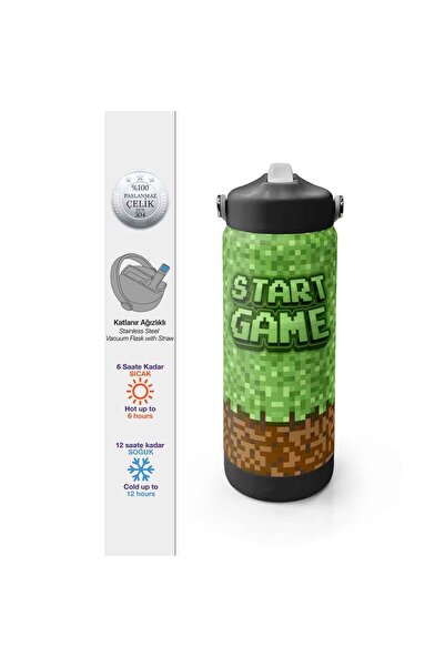 Coral High Yeşil Kahverengi Craft Desenli Çelik Termos Matara 650 ml 38393