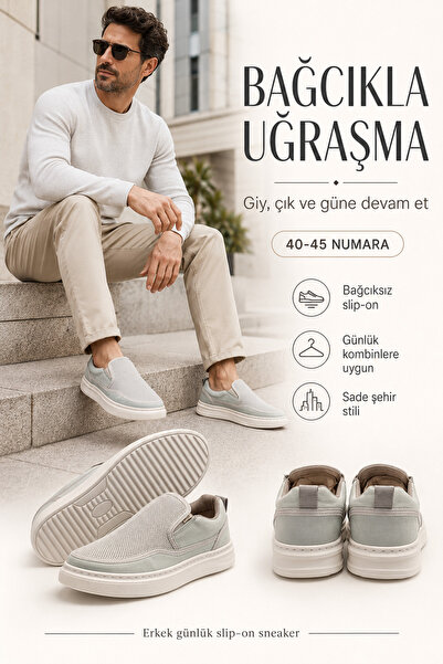 Ayakkabı Deryası Erkek Yazlık Bağcıksız File Detaylı Günlük Slip On Ayakkabı ...