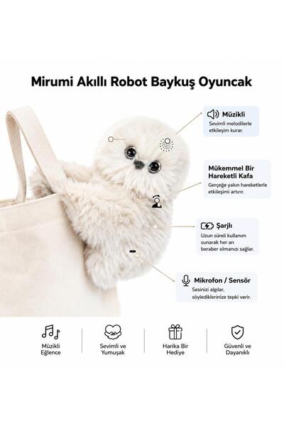 Shopfocus MİRUMİ AKILLI ROBOT BAYKUŞ OYUNCAK UYKU ARKADAŞI SESE VE HAREKETE D...