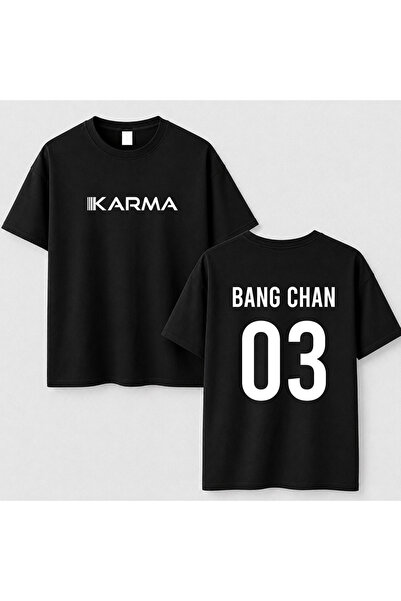 cesita Μπλουζάκι Stray Kids Karma Bang Chan με στάμπα από βαμβάκι σε μαύρο χρώμα