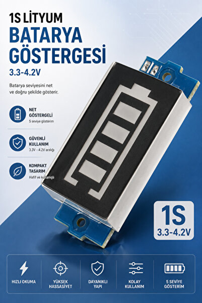 RoboPazar 1S Lityum Batarya Kapasite Göstergesi Modülü 3.3V-4.2V