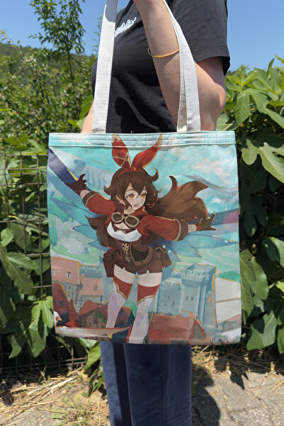 ZipZap Amber Genshin Impact V4 Double-Sided Canvas Print Tote Bag Anime Bag