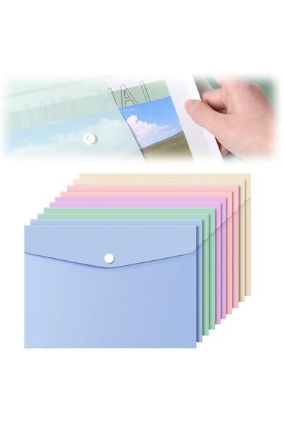 Generic مظاريف بلاستيكية شفافة متعددة الألوان مع زر إغلاق وملفات للمستندات لل...